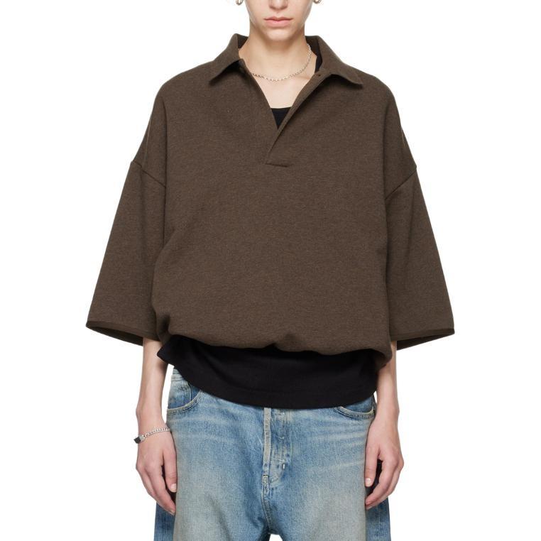 Fear of God Essentials Мужская футболка-поло с рукавом 3/4 'Heather Wood' 192SU244402F