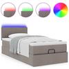 Ottoman Bed with Mattress & LEDs Taupe 80x200 cm Fabric