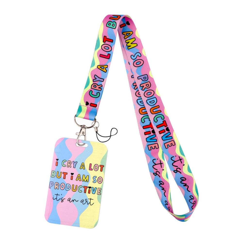 Цветной lanyard с принтом сердца любви, держатель для кредитных карт, бейджей, сумка с ремешком на шею, брелок, студент, женщина