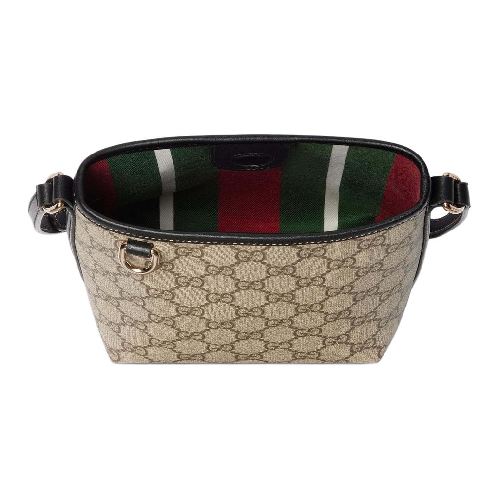Gucci GG Emblem Logo Decorated Gold Hardware Coated Fabric Bucket Bag Shoulder Bag Mini Women bags Beige Black 847090-FAEUC-9741