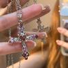 Zircon Cross Necklace Diamond Collarbone Chain Fashion Love Heart Necklaces  Girls