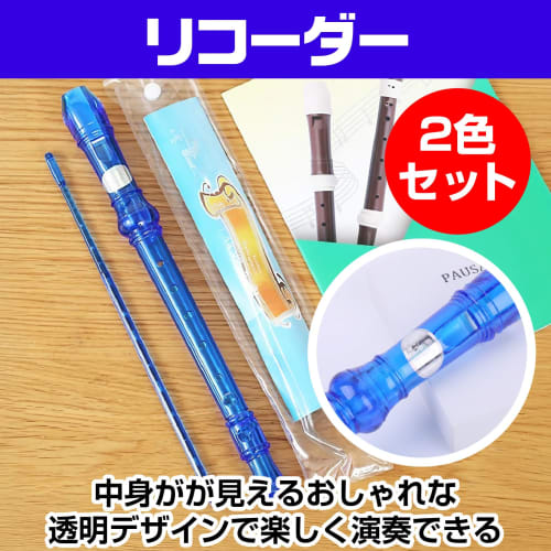 Boono Прозрачная сопрано-блокфлейта для учеников начальной школы, 8 отверстий, с шомполом для чистки, набор из 2 штук для домашних занятий и хобби (Набор из 2 цветов