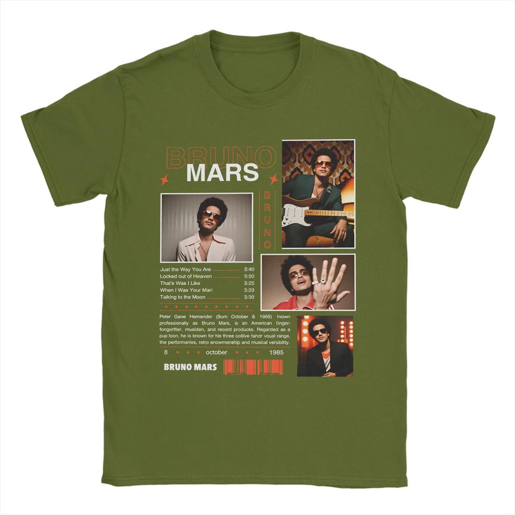 Fun Rapper Bruno Mars TShirt Unisex Round Neck Pure Cotton T Shirts Short Sleeve Tee Shirt Printed Clothes