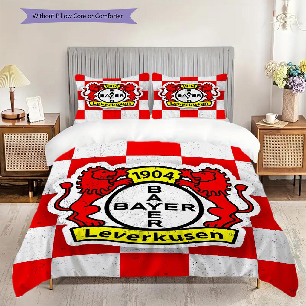 Байер 04 Леверкузен Комплект постельного белья с рисунком Одеяло Пододеяльник Наволочка Домашний декор Подарок на день рождения (1 пододеяльник + 2 наволочки, без наполнителя)