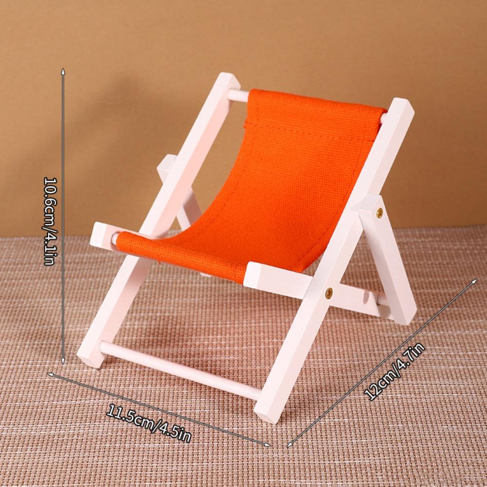 Multicolors Foldable Beach Chair Model Wooden Outdoor Casual Reclining Chair For 10cm Cotton Doll
