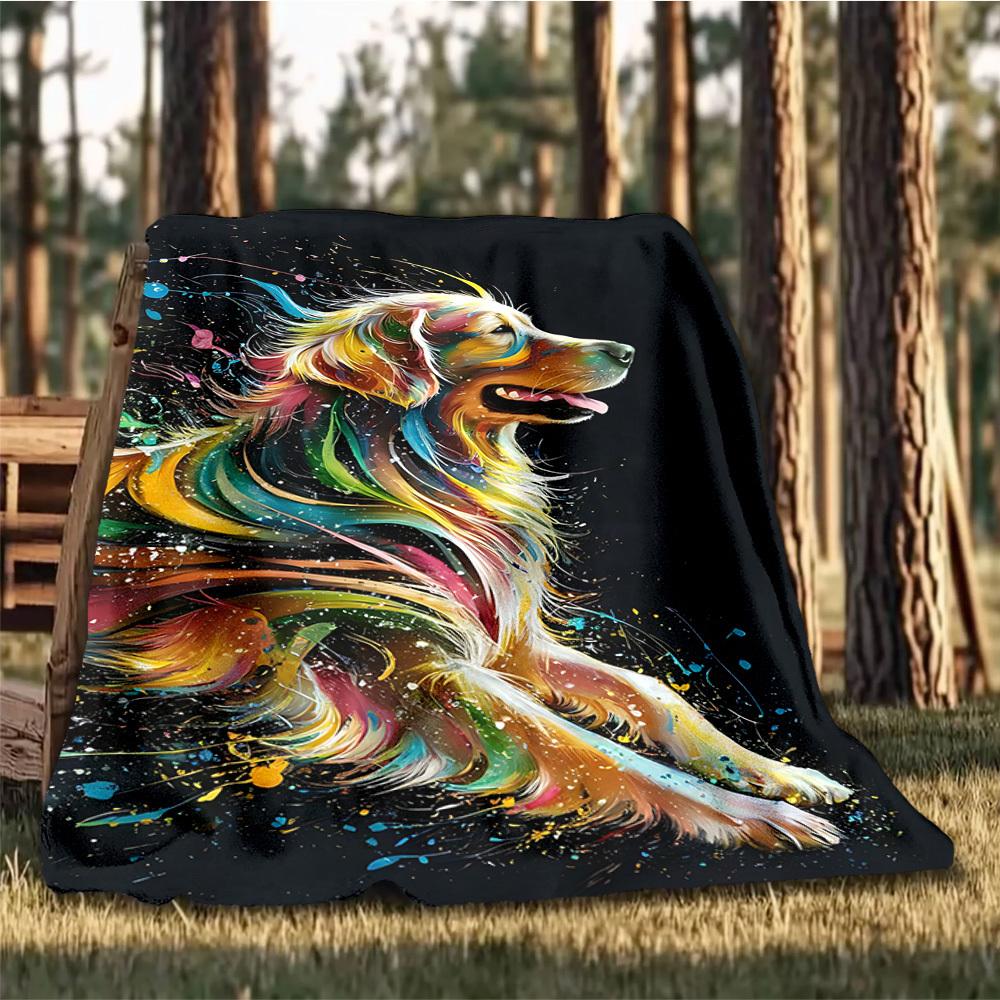 1pc Colorful DogOutdoor Blanket, Soft And Comfortable Blanket, Casual Warm Outdoor Blanket, Good Birthday Gift yy260328060