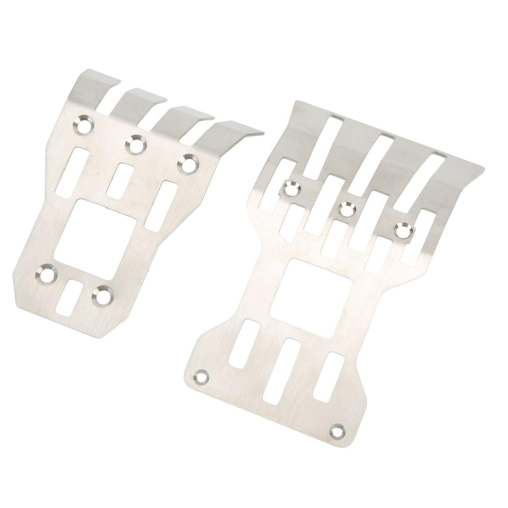 2Pcs RC Front Rear Chassis Skid Plates Stainless Steel Silver Armor Protection Plate RC Accessories