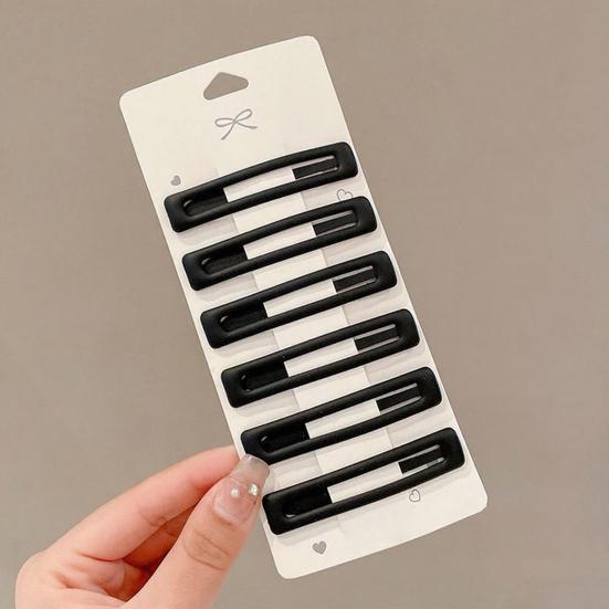 6Pcs Girl Hairpin Matte Color Rectangular Hair Clips Stable Non-Slip BB Clip Face Slimming Versatile Hair Styling