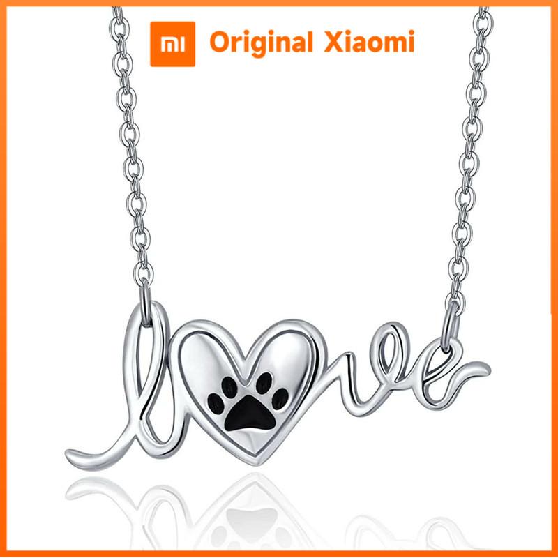 Xiaomi Huitan Cute Cat Paw Pendant Necklace for Women Silver Color Party Versatile Metal Jewelry Heart Design Romantic Love Accessories