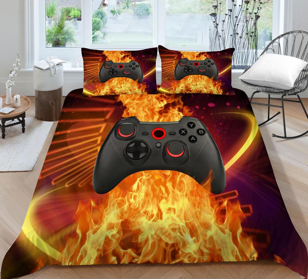 Постельные принадлежности для игрока, ткань из микрофибры, игровой автомат, пододеяльник и наволочка с принтом, подходят для домашнего украшения комнат для мальчиков и мужчин, любителей игр