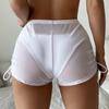 Women's Mesh Transparent Bikini Cover Summer Beach Shorts Drawstring Swimwear