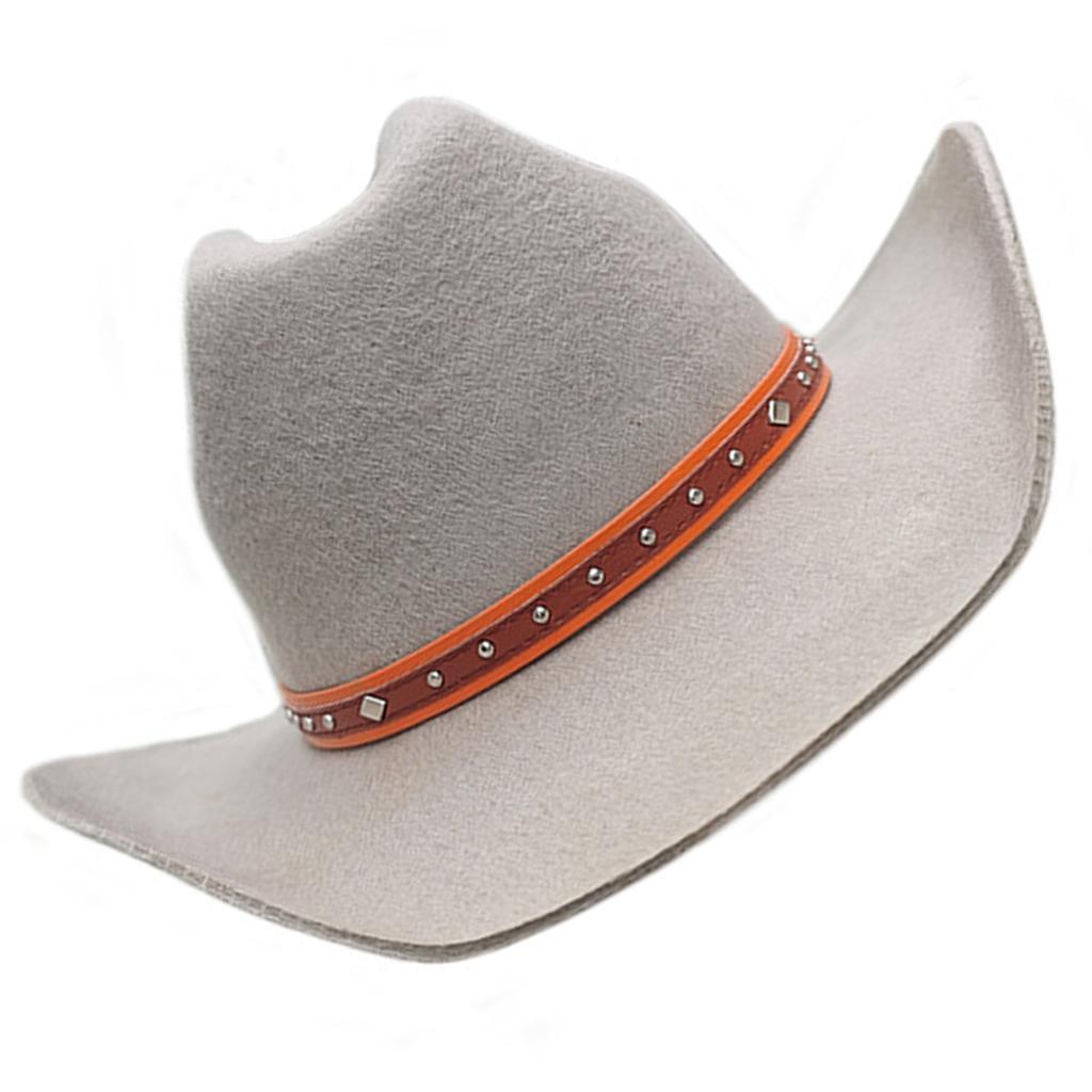 Ethnic Style Cowboy Hats Western Party Large Rolled Brims Hat Plain Color Outdoor Sunproof Cowgirl Hat for Adult Unisex