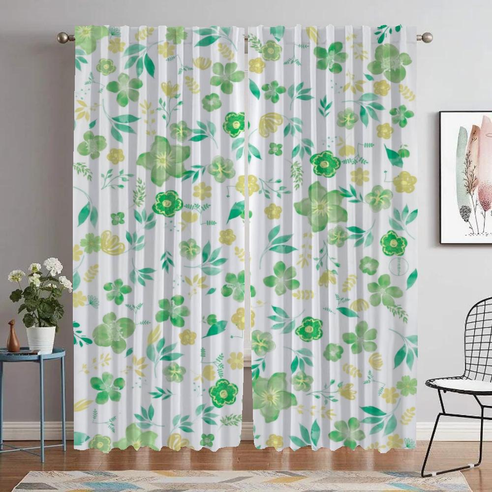 Цветочные элегантные шторы для комнаты, занавески для окна камеры, занавески для домашнего интерьера, 2 шт., абажуры, украшение на Хэллоуин, перегородка