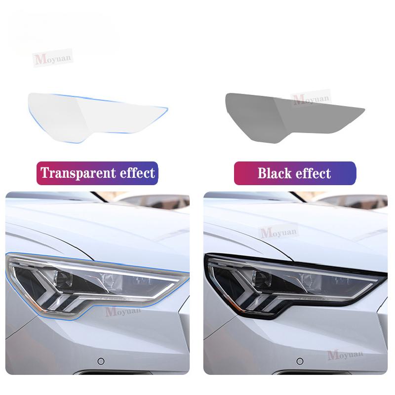2 Pcs Car Headlight Protective Film Front Light Transparent Smoked Black TPU Sticker For Changan UNI-V - car Accessories