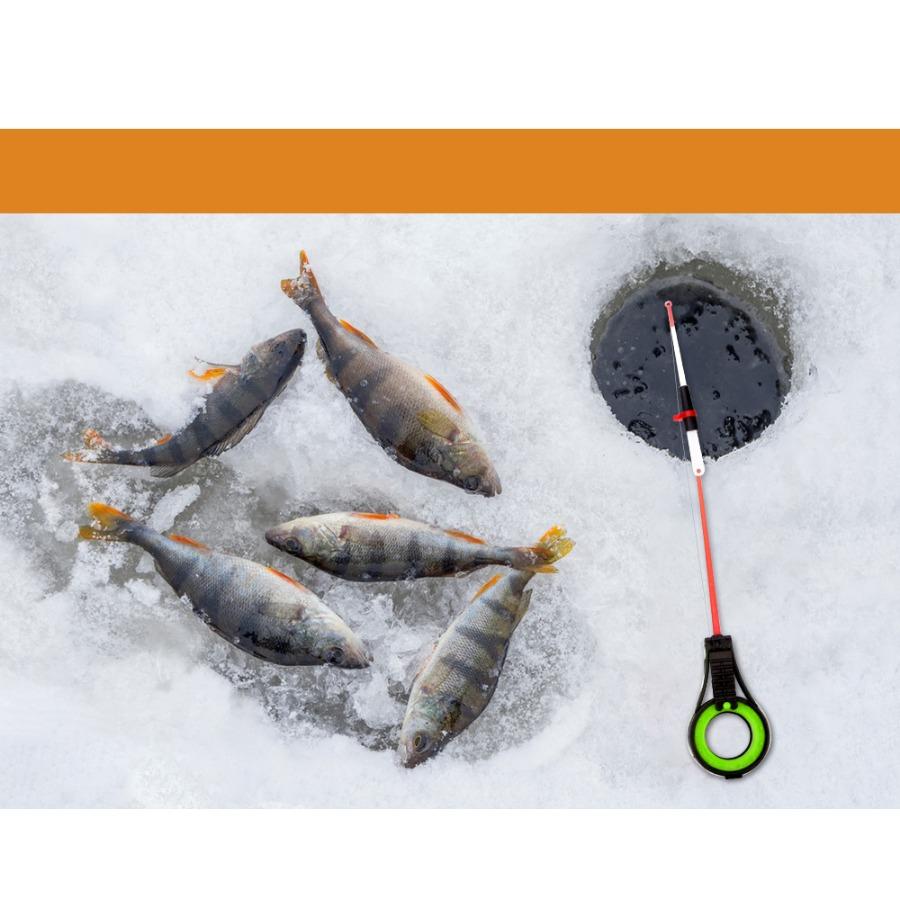 FTK Портативная съемная зимняя комбинация удочки и катушки для зимней зимней удочки (с держателем стержня), Легко носить с собой, также можно заменить на другой наконечник стержня