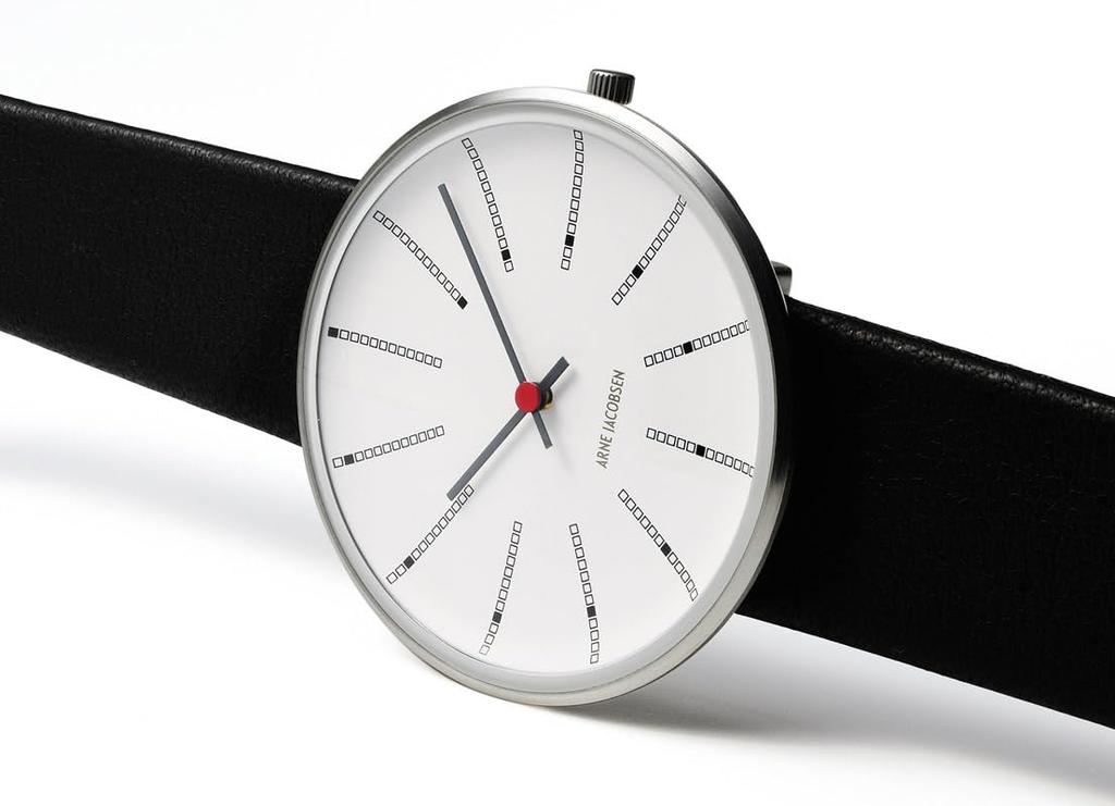 ARNE JACOBSEN Watch 34mm Scandinavian Design Daily Life Waterproof Design Without Second BANKERS White Black Leather (Quiet Hand) 53101-1601