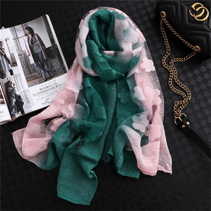 НОВАЯ мода для женщин срезанные цветы ажурные кружевные градиентные цветы шелковый шарф весенние шали и накидки полотенце Femme Beach Sjaals