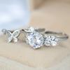 Elegant silver-white inlaid synthetic zirconia ring set Round-cut butterfly design makes a great gift