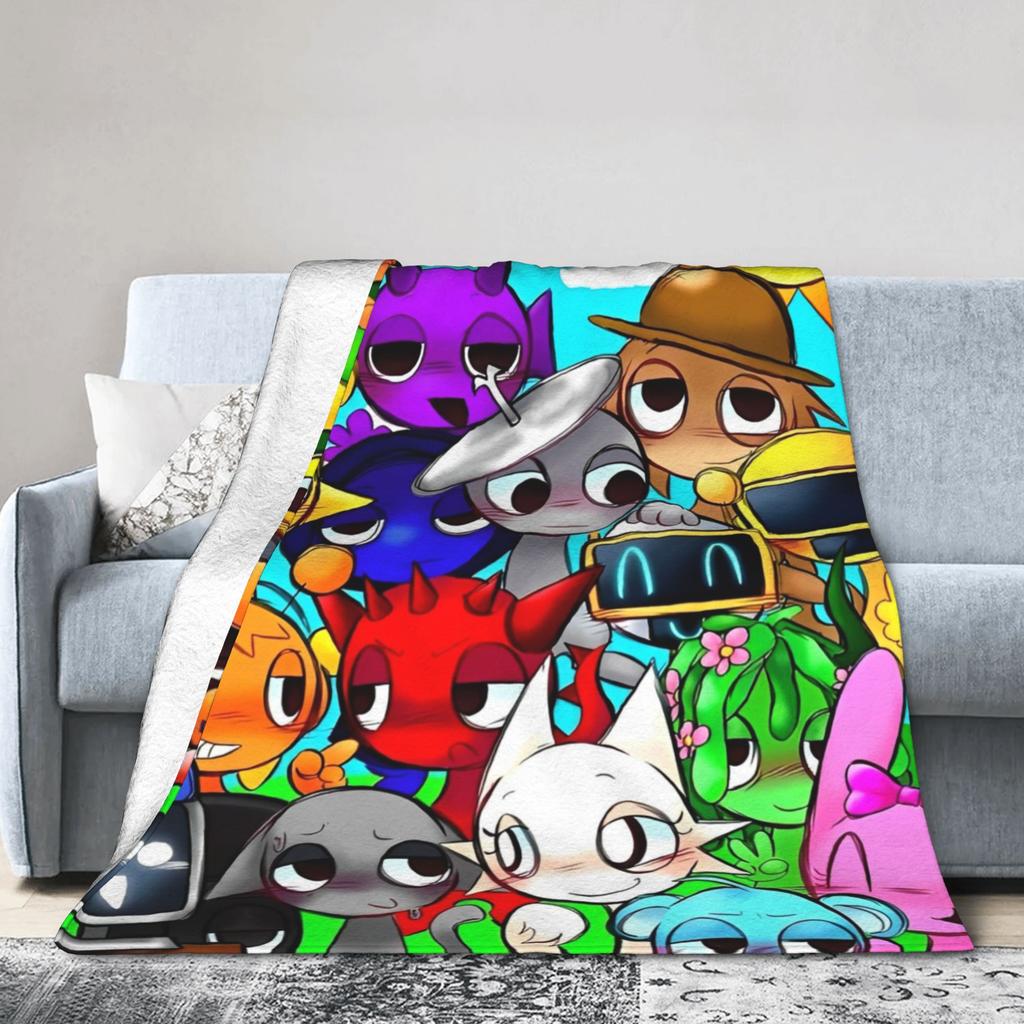 Sprunkis Plush Blanket Cartoon Game Awesome Throw Blankets for Sofa Bedding Lounge 150*125cm Plush Thin Quilt