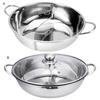 1 Set 30cm Double-Flavoured Pot with Lid Binaural Anti-scalding Stainless Steel Induction Cooker Compatible Single-layer Thicken Soup Hot Pot