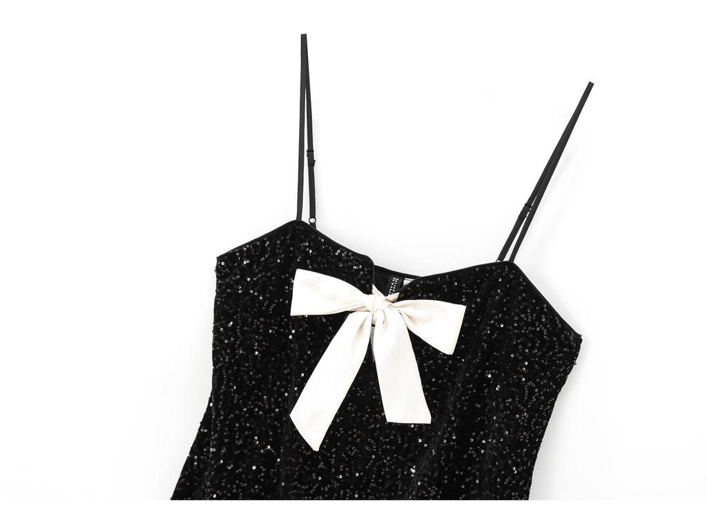 Ретро платье-майка без рукавов приталенного силуэта с бантом для женщин – Короткая юбка