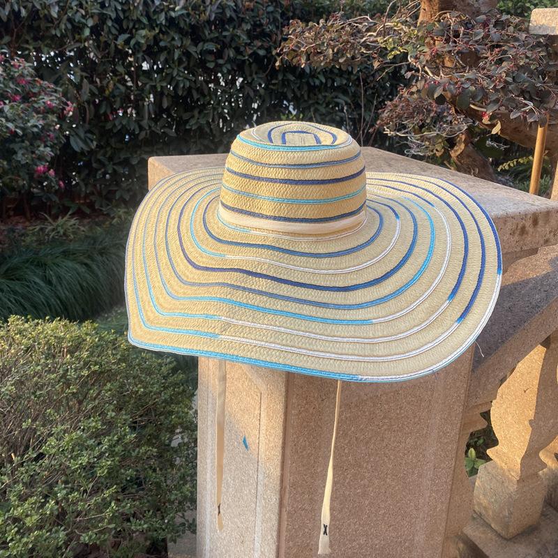 Large brimmed straw hat sunscreen temperament papyrus lafite beach hat sunshade hat lady summer sun panama hat jazz hat man