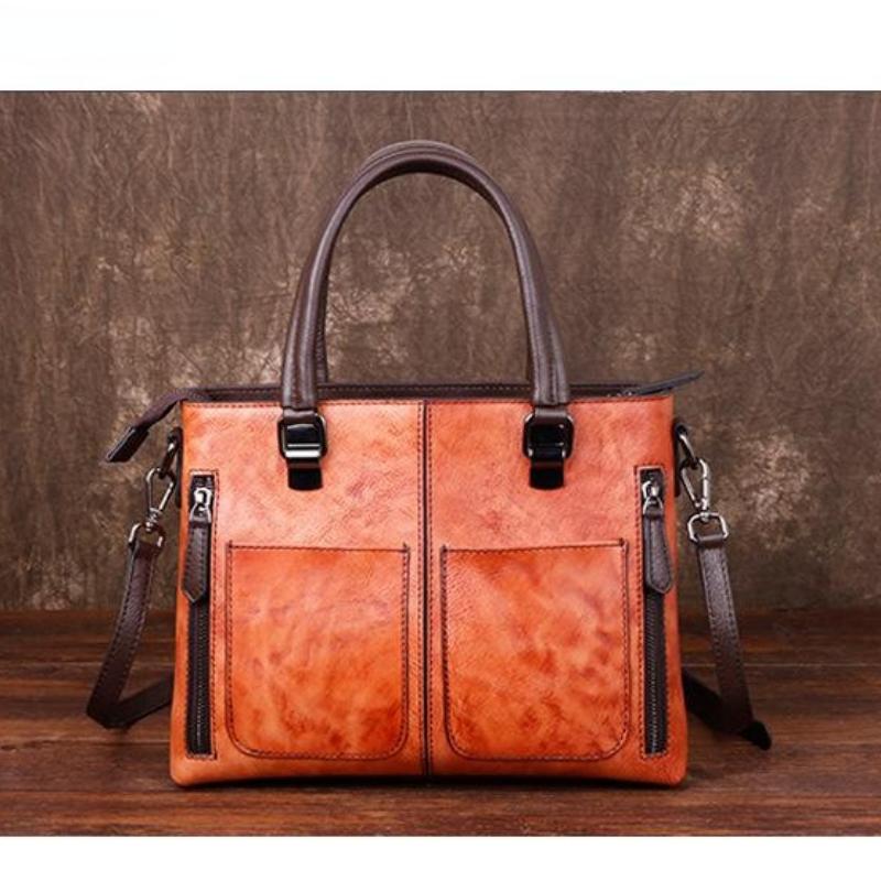 Johnature Retro Woman's Handbag Hand Painted Genuine Leather Women Shoulder Bags Leisure Floral Cowhide Messenger Bag