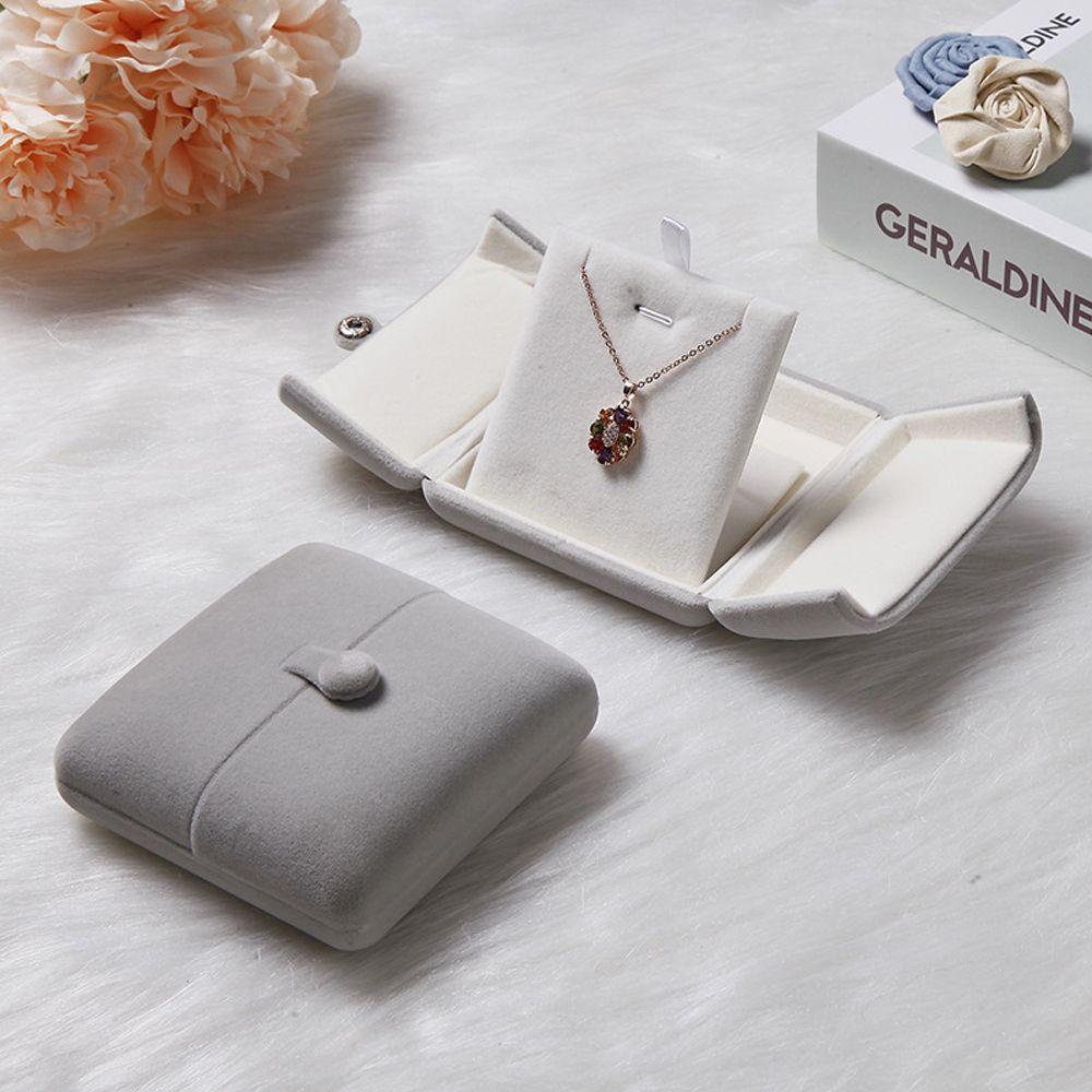 Travel Solid Color Velvet Jewelry Box Double Open Jewelry Box Bracelet Holder Case Gift Box