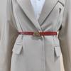 Womens Leather Belt With Classic Silver Buckle For Daily Office Gift Attire