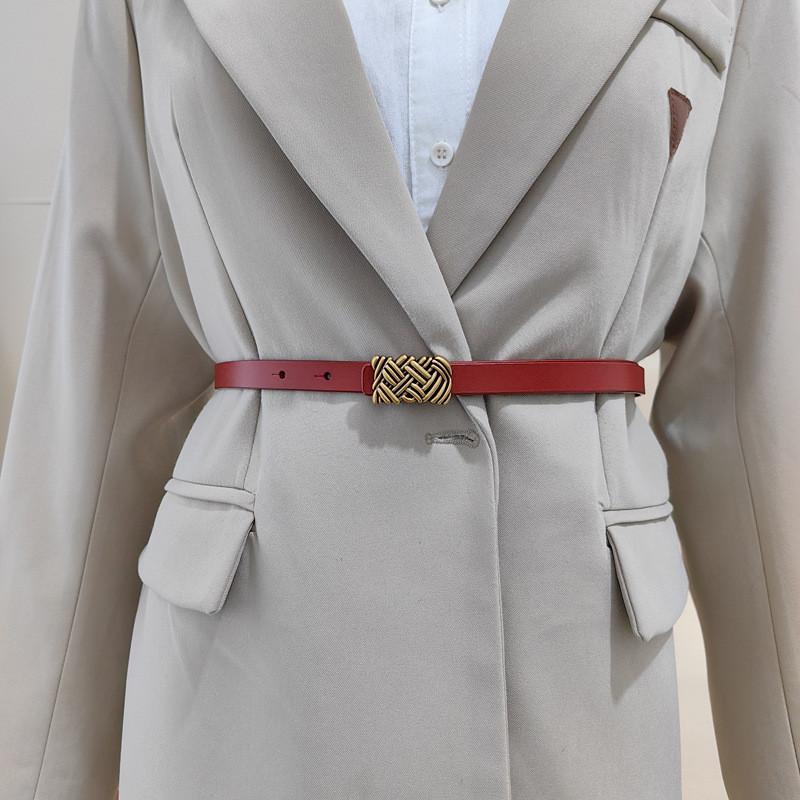 Womens Leather Belt With Classic Silver Buckle For Daily Office Gift Attire