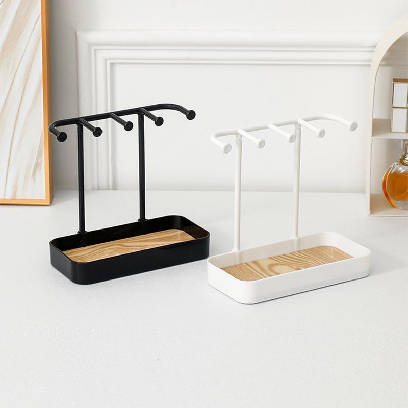 Jewelry Organizer Display For Earrings Necklaces Jewelry Storage Rack With Wooden Base Bracelet Hanging Holder