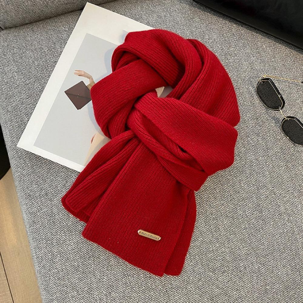 Simple Winter Cashmere Scarf Solid Color Women Scarves Shawl Casual Wool Knitted Scarf Gifts