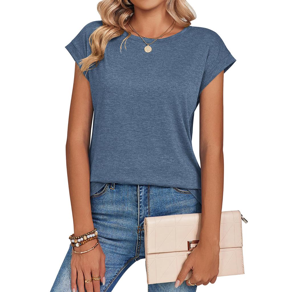 Women's Casual Oversized Cap-Sleeve T-Shirt Top