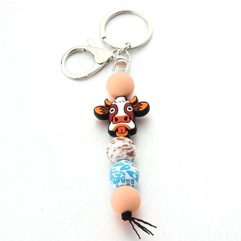 1PC New Cartoon Bag Pendant Diy Small Accessories Cute Small Gifts Silicone Wooden Beads Keychain