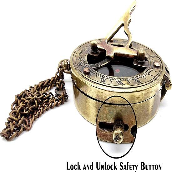 Латунные солнечные часы, компас, морская лодка, подарок, карманный солнечный циферблат в кожаной коробке, морские подарочные солнечные часы