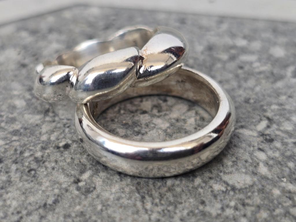 Twisted Dome 2 Set Dome Ring, 925 Sterling Silver, Minimalist Ring, Designer Unique Style Ring, Handmade Ring Chunky Wide Band Ring Jewelry