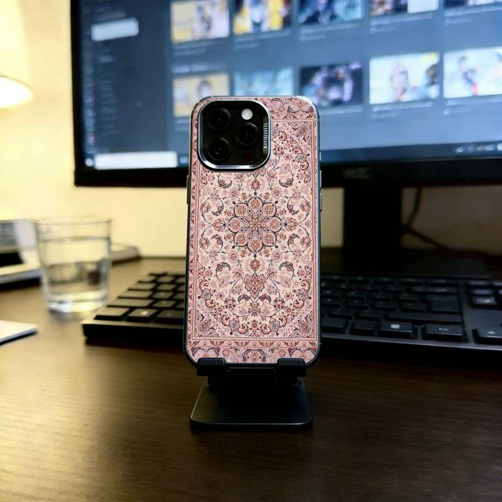 Персидский Ковер Цветочный Узор Арабский Чехол для Телефона Для iPhone 17,16,15,14,13,12,11 Plus,Pro Max,XS,Цветной Посеребренный Внутренний Чехол