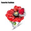 Luxury Big Red Flower Heart Shape Rings