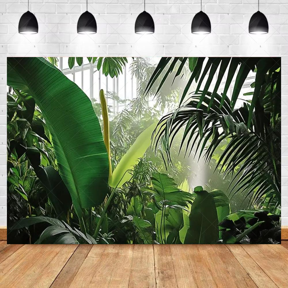 Tropical Rainforest Photography Backdrop Forest Jungle Green Tree Background Natural Scenery Party Decoration Photo Studio Prop