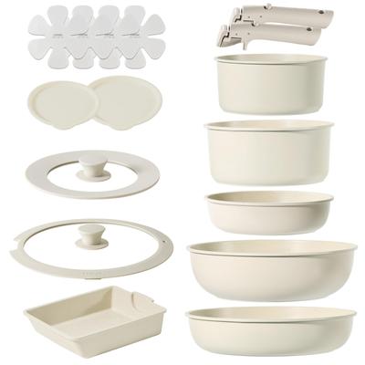 Сковорода CAROTE 16 IH PFOS Съемный мрамор Легко Один год COSY Luxury Series Набор, Части, Совместимость, PFOA, Без, Ручка, Покрытие, Антипригарное, Чистый,