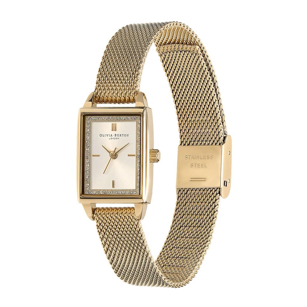 Авторизованный дилер Olivia Burton Watch ob24000016 Townhouse 21 мм Прямоугольные часы из белого золота с сеткой [OLIVIA BURTON] Женские и