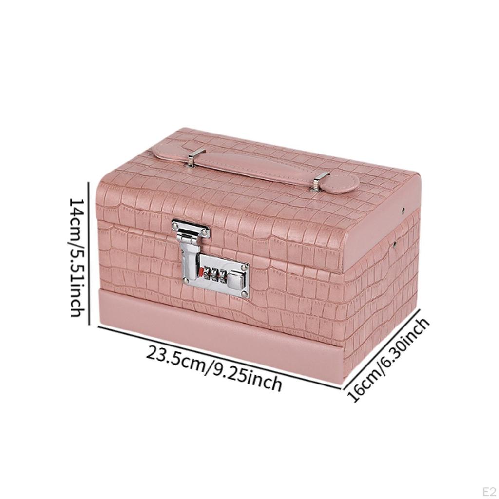 3 Layer Jewelry Box Storage with Lid PU Leather Watches Rings Case