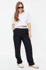 Women's Style Plus Size Black Normal Waist Woven Finike Plus Size Trousers
