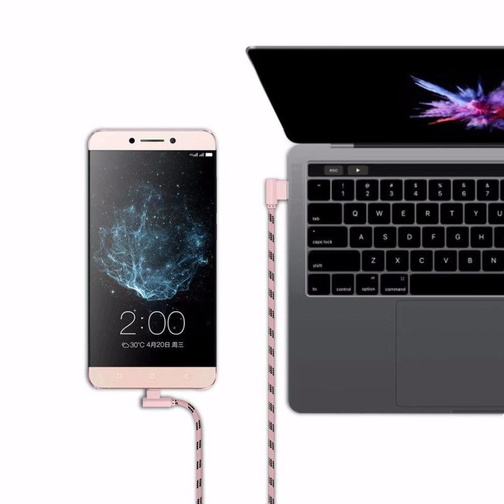 Премиальный плетеный кабель Type C с угловым разъемом 90 градусов USB C для быстрой синхронизации данных и зарядки для оптимальной производительности