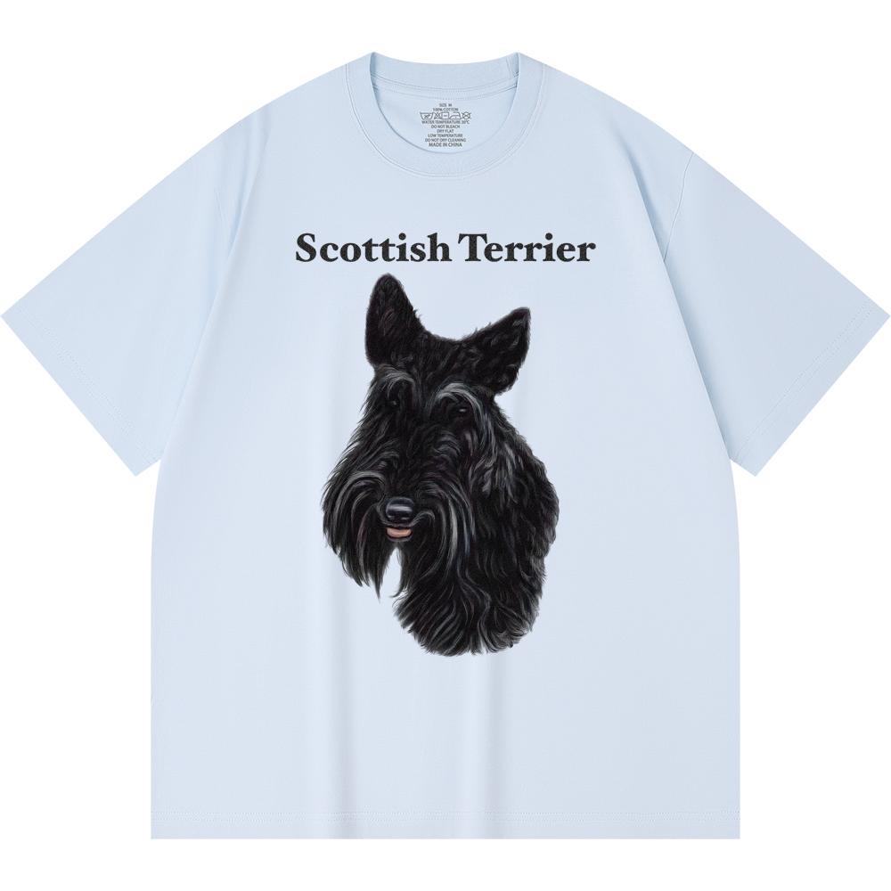 Футболка из 100% хлопка плотностью 230 г/м2 с принтом шотландского терьера, забавная футболка из чесаного хлопка в стиле Харадзюку