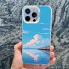 Морская Синева Небо Пляж Вагонетка Лазерный Чехол для Телефона Для iPhone 16 11 12 13 Pro Max Mini 15 14 Pro Max Plus Ударопрочная Задняя Крышка Fundas
