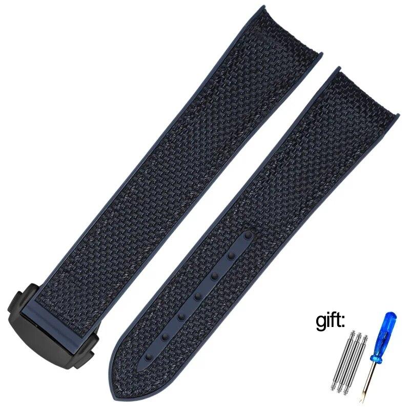 20mm 22mm Rubber Nylon Silicone Watch Band For Omega GMT Planet Ocean Seamaster Diver 300 Curved End Orange Watch Strap