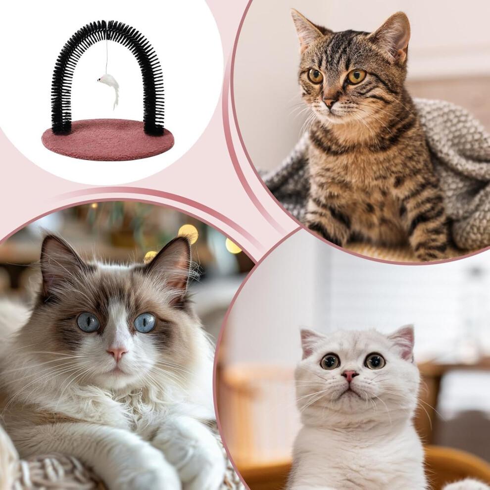 Katzen-Selbstpfleger - Kratzpad für Katzen und Welpen, Massagebürste, Haarentferner, rotbraun, für Kopf und Rücken