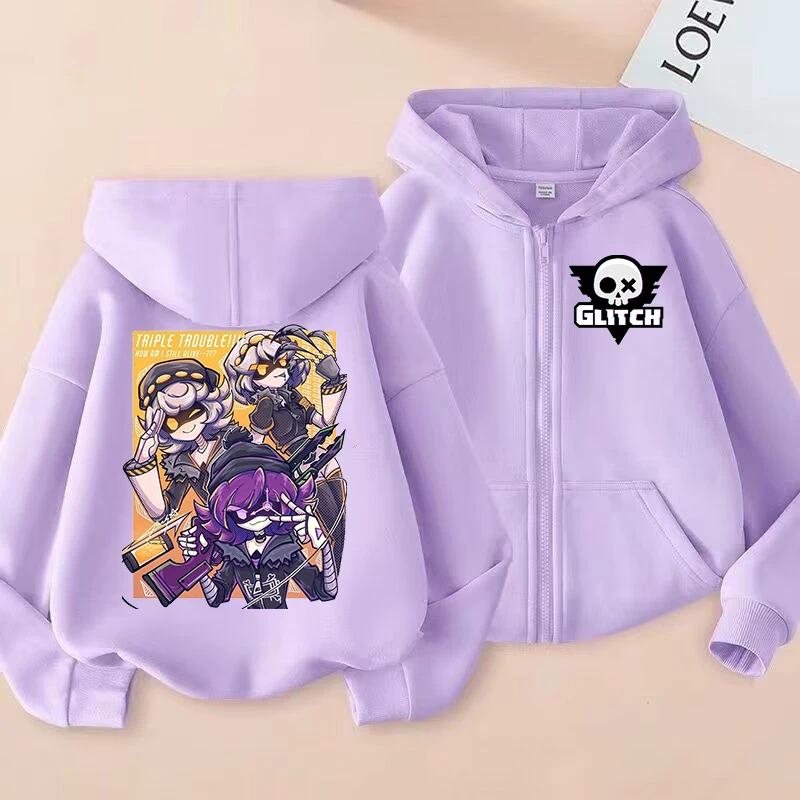 Murder Drones Zipper Hoodie Cartoon Girls Coat Fashion Zip Up Clothes Purple Autumn Jacket Kids Anime Hooded Sweatshirt Gift