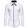 Men's Handsome Contrasting Color Double-layer Collar Long-sleeved Shirt Business Casual Long-sleeved Shirt